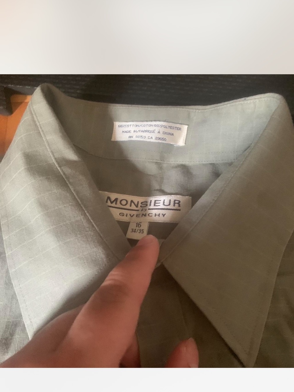 Givenchy Monsieur Light Sage Green Dress Shirt